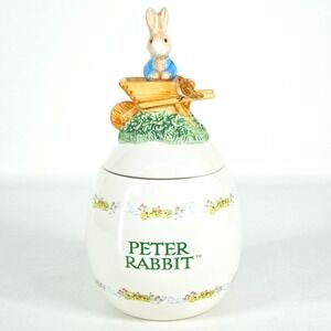 Vintage Beatrix Potter Teleflora Peter Rabbit Easter Egg Cookie Candy Jar 2003